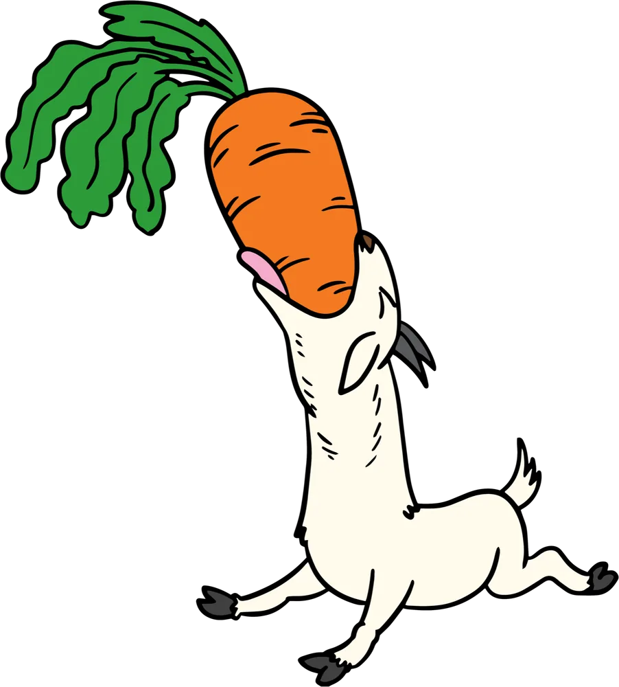 Becky swallowing a giant carrot