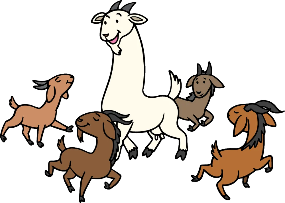 Becky dancing with the goats